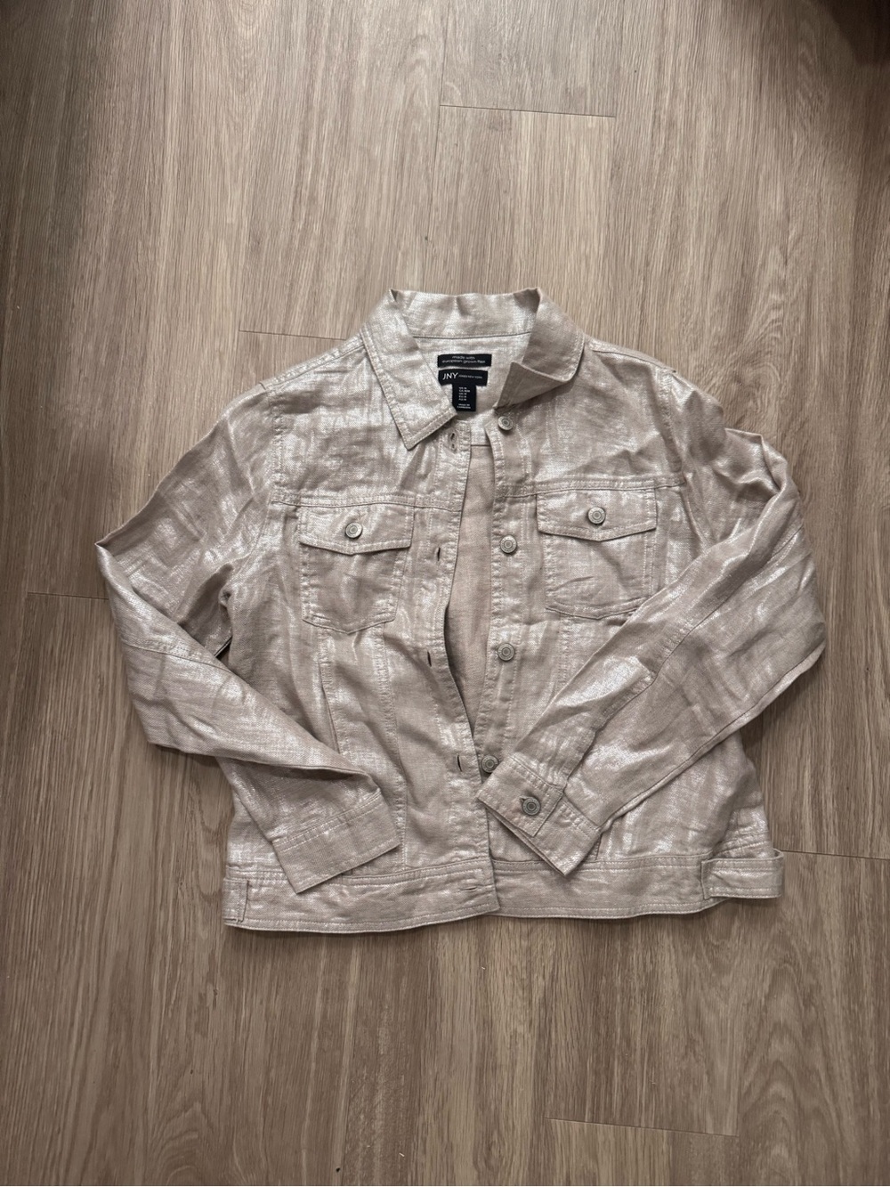 Jones New York Shimmery Beige Jean Jacket